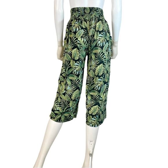 Tropical Leaf Print Women's Pants - Picture 7 of 9